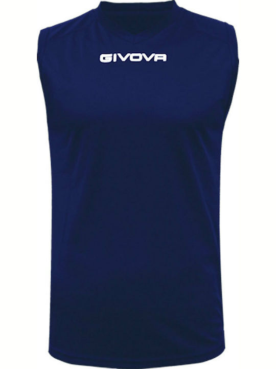 Givova One Smanicato Men's Athletic Sleeveless Blouse with V-Neck Navy Blue