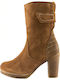 Tamaris Suede Women's Ankle Boots with High Heel & Fur Tabac Brown