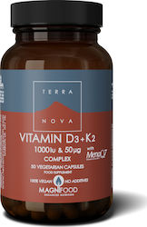 TerraNova D3 + K2 1000iu & 50ug Витамин 1000иу 50 вегетариански капсули TerraNova D3 + K2 1000iu & 50ug Витамин 1000иу 50 вегетариански капсули