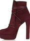 Sante Suede Women's Ankle Boots with High Heel Burgundy