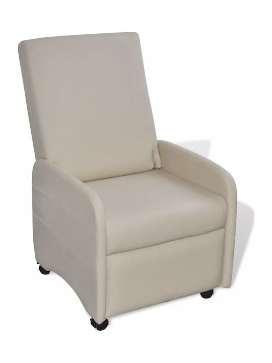 Πολυθρόνα Relax από Δερματίνη σε Μπεζ Χρώμα 65x...