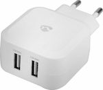 Nedis Charger Without Cable with 2 USB-A Ports Whites (WCHAU484A)