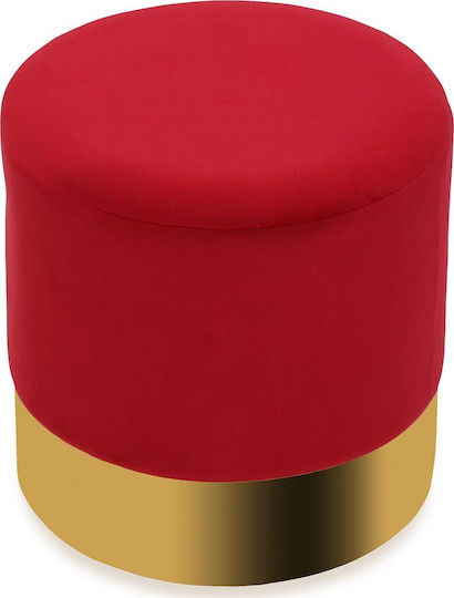 Stool For Living Room Upholstered with Velvet Redondo Red 35x35x35cm