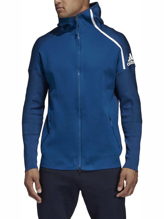 Adidas Z.N.E. Primeknit Men's Sweatshirt Jacket with Pockets Blue