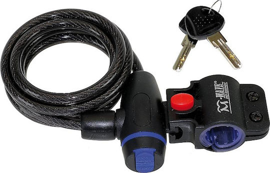 M-Wave S8.15 Spiral Bicycle Cable Lock with Key Black