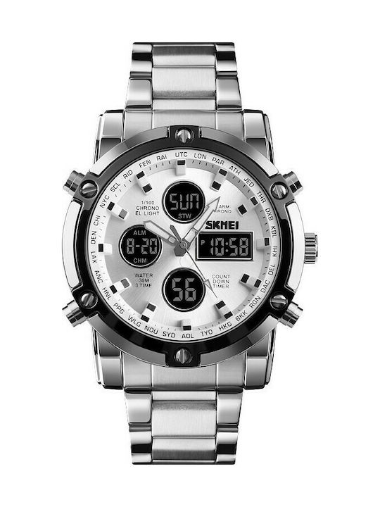 Skmei 1389 Watch Battery with Silver Metal Bracelet 7191