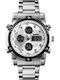 Skmei Herrenuhr 48mm Batterie mit Silber Metallisch Armband