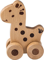 Joueco Push Along Rolling Animal Natural Giraffe made of Wood for 6++ Months Giraffe