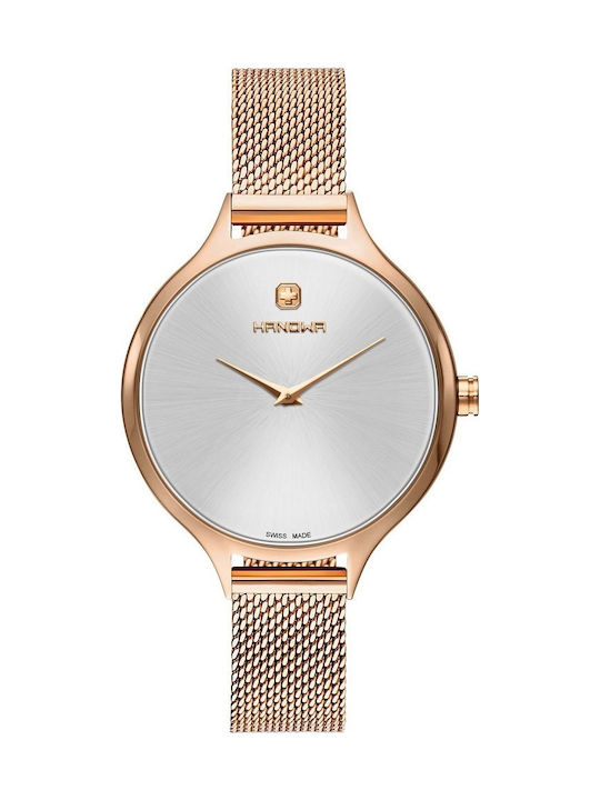 Hanowa Glossy Watch with Pink Gold Metal Bracelet