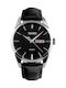 Skmei 9073 Watch Battery with Leather Strap Black/Silver