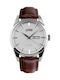 Skmei 9073 Watch Battery with Leather Strap Brown/Silver