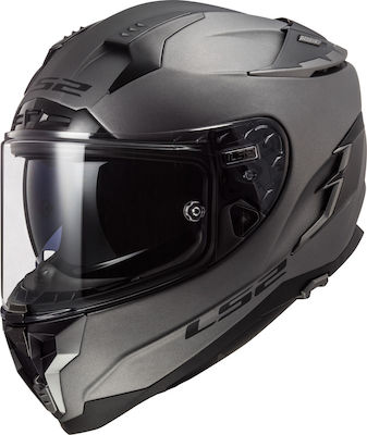 LS2 FF327 Challenger Solid Matt Titanium Motorradhelm Volles Gesicht ECE 22.05 1420gr 10327 10 07