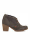 Suede Women's Ankle Boots with Medium Heel Gray