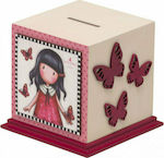 Santoro Children's Money Box Wooden Pink 14x14x13.3cm