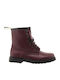 Leather Women's Ankle Boots Burgundy