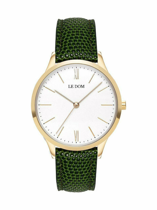 Le Dom Classic Women's Watch with Green Leather...