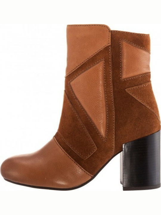 Gioseppo Leather Women's Ankle Boots with High Heel Tabac Brown