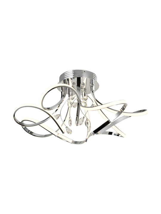 Keskor Modern Ceiling Mount Light with Integrated LED and Crystals in Silver color 70pcs