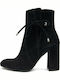 New Matic 424 Suede Women's Ankle Boots with High Heel Black