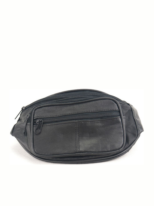 Kouros Men's Leather Waist Bag Black