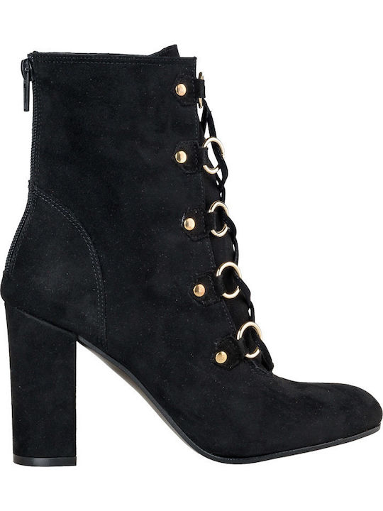 Leder Stiefeletten Damen Schwarz
