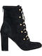 Leder Stiefeletten Damen Schwarz