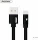 Remax Flat USB 2.0 Cable USB-C male - USB-A male Μαύρο 1m (Kerolla)