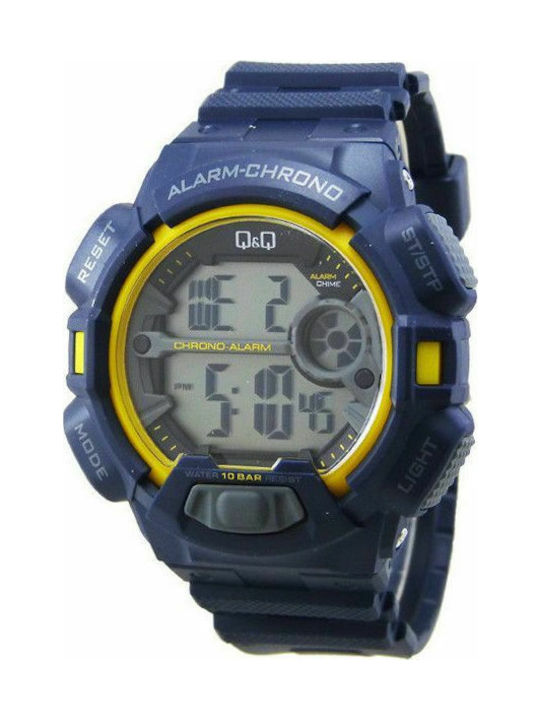 Q&Q Digital Uhr Batterie mit Blau Kautschukarmband M132J806Y
