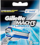 Gillette Mach3 Turbo Replacement Heads with 3 Blades & Lubricating Tape 8pcs