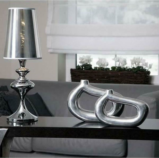 Nowodvorski Alaska Metal Table Lamp for E27 Socket with Silver Shade and Base
