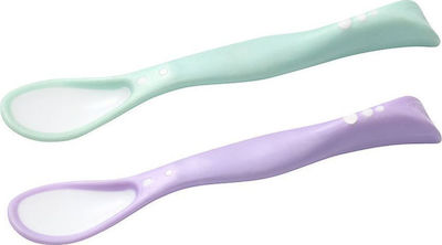 Babyono Baby Set with Spoons made of Silicone Mint Purple 2pcs