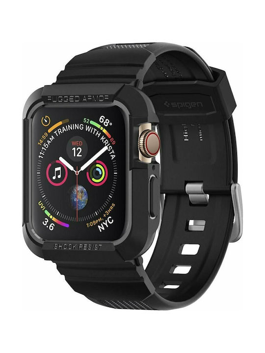 Spigen Rugged Armor Pro Silicone Case in Black color for Apple Watch 44mm
