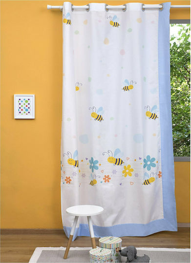 Fennel Kids Grommet Top Curtain Bee Light Blue ZOU-BD-053 150x250cm