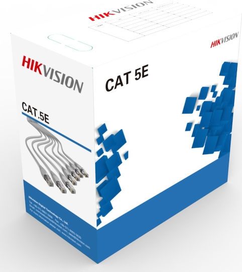 Hikvision U/UTP Cat.5e (Gigabit) Καλώδιο Δικτύου Ethernet χωρίς ακροδέκτες 305m Γκρι