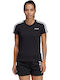 Adidas Essential 3-Stripes Slim Femeie Sport Tricou Negru