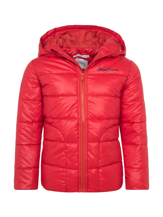 Ludo Kinder Gesteppt Kurze Kinderjacke mit Kapuze Rot