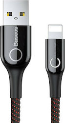 Baseus C-shaped Împletit / LED USB-A la Cablu Lightning Negru 1m (CALCD-01)