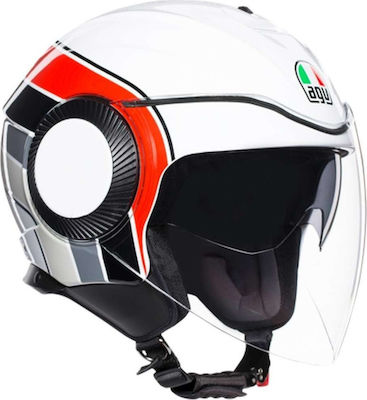 AGV Orbyt Multi Brera White/Grey/Red Κράνος Μηχανής Jet 1280gr με Sunvisor