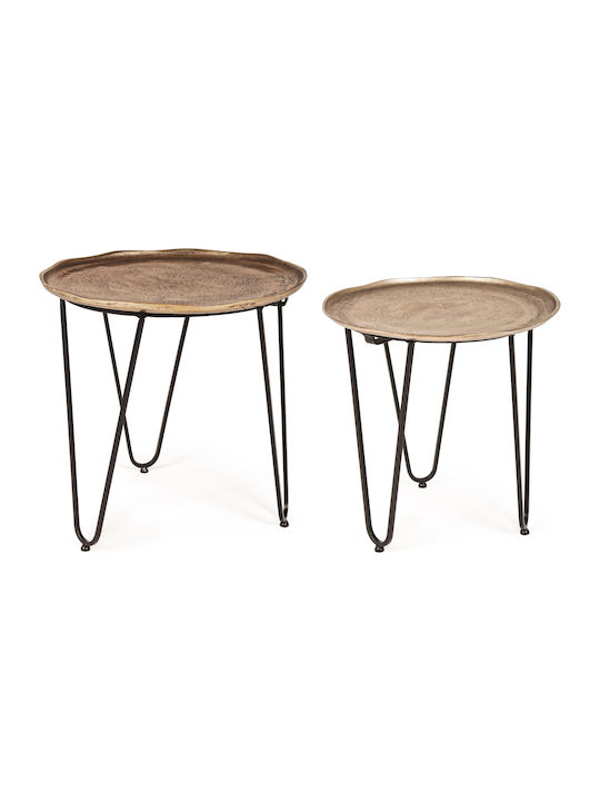 Round Side Table Amira Bronze 2pcs L47xW47xH46cm