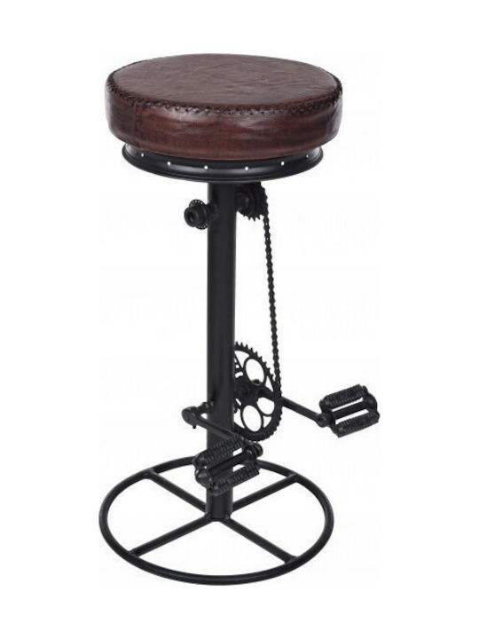 Stool Bar Leather Cycle Brown 41x41x80cm