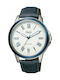 Q&Q Watch Battery with Blue Leather Strap QB22J317Y