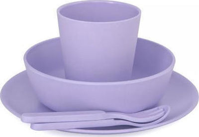 Bobo & boo Feeding Set made of Bamboo Purple 5pcs