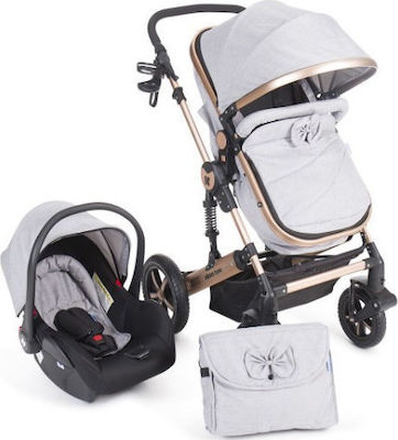 Kikka Boo Darling 3 in 1 Verstellbar 3 in 1 Baby Kinderwagen Geeignet für Neugeborene Light Grey 12kg