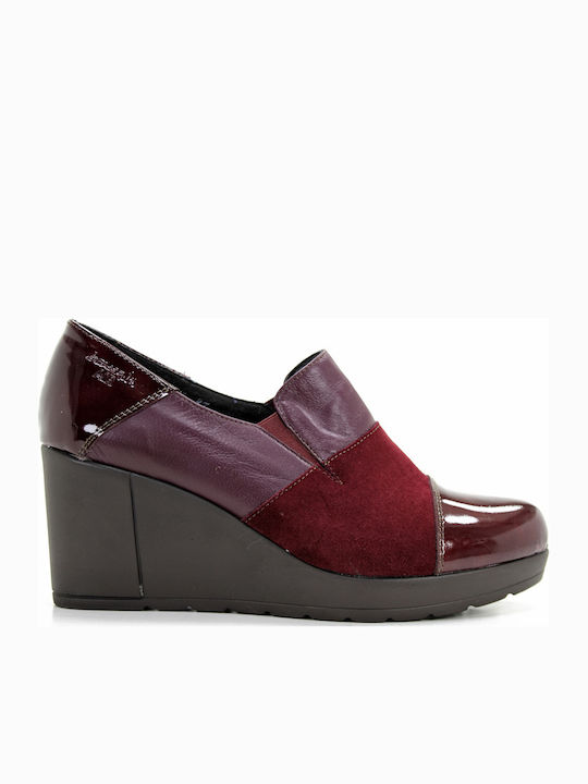 Boxer Anatomic Women's Leather Closed Toe Platforms Burgundy