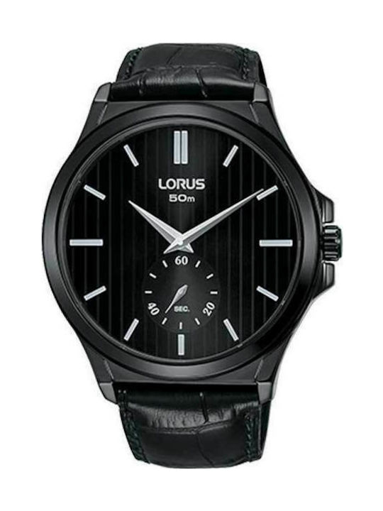 Lorus All Black Petite Seconde Uhr Batterie mit Schwarz Lederarmband
