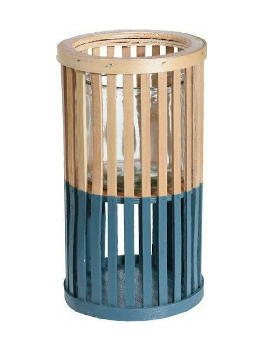 Zaros Lantern Wooden Tabletop Blue 16x16x30εκ. 1pcs