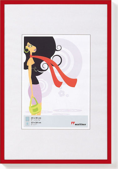 Walther Lifestyle Wall-mounted Plastic Photo Frame with Red Frame