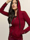 Women's Sweatshirt Jacket Hooded Burgundy