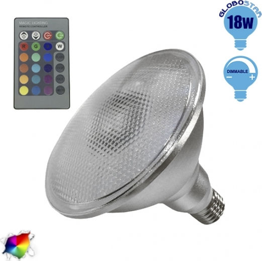 GloboStar Smart Λάμπα LED 18W για Ντουί E27 και Σχήμα PAR38 RGB 230lm Dimmable