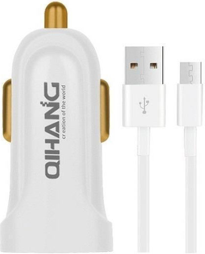 QIHANG CH-1760 & Micro Usb Cable Încărcător Auto 3A cu un Port: 1xUSB împreună cu Cablu Micro-USB Alb Culoare